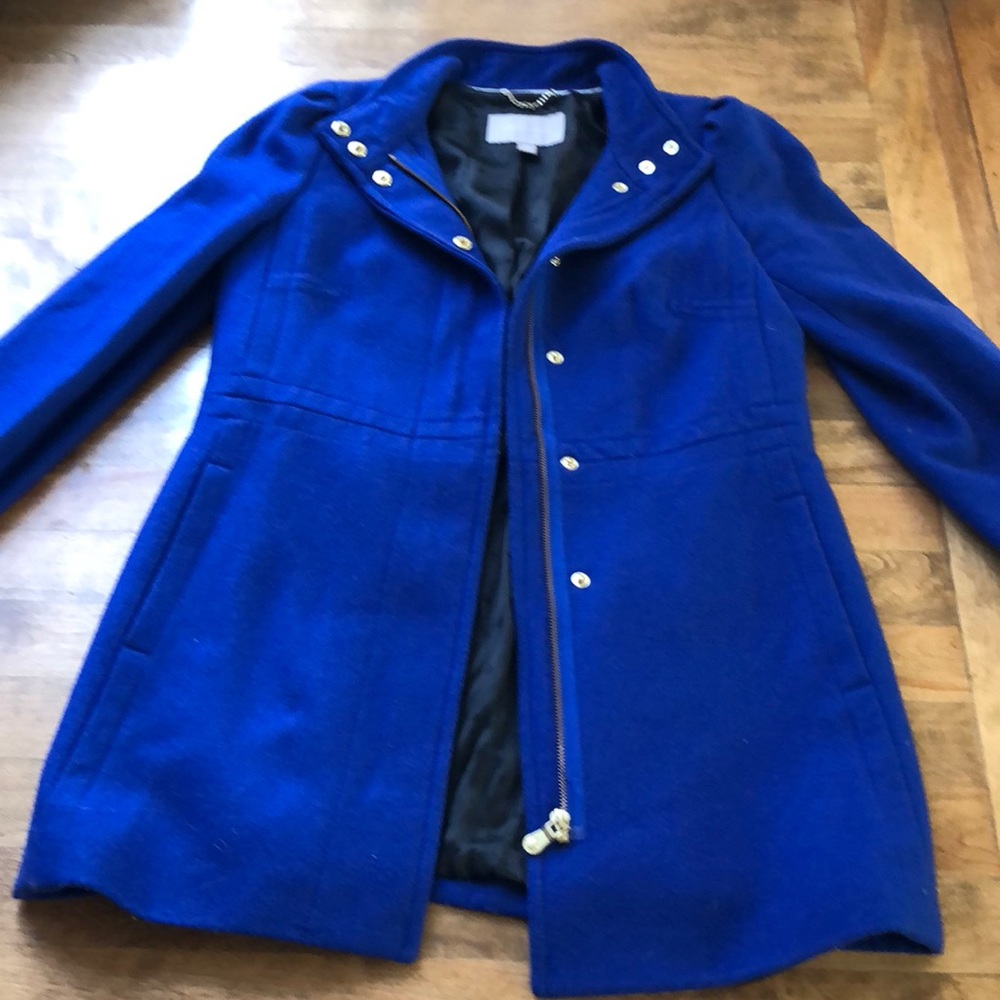 Blue dress coat, size XS
